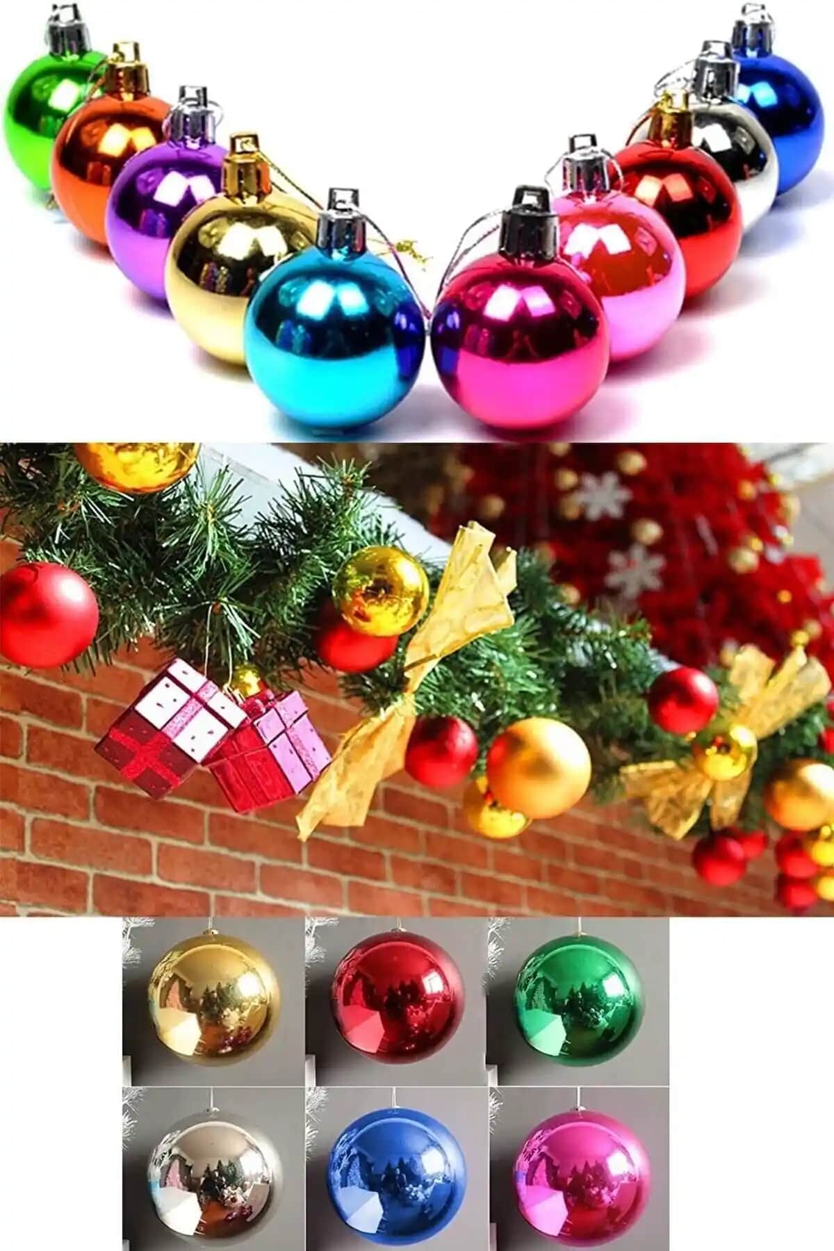 Yılbaşı Ağacı Süsleme Seti Renkli Toplar ile Dekorasyonunuzu Canlandırın