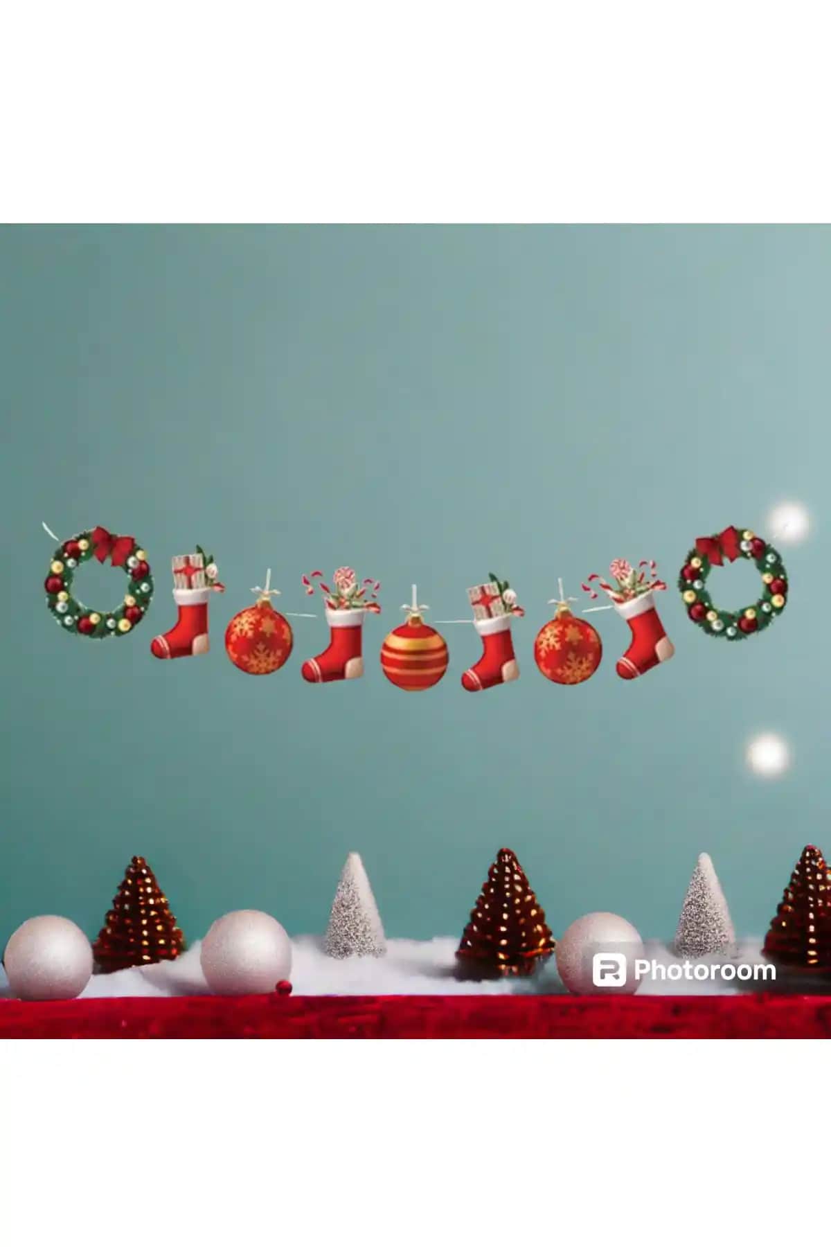 Yılbaşı Dekoratif Banner Çelenk Duvar Süsü ile Mekanlarınızı Canlandırın