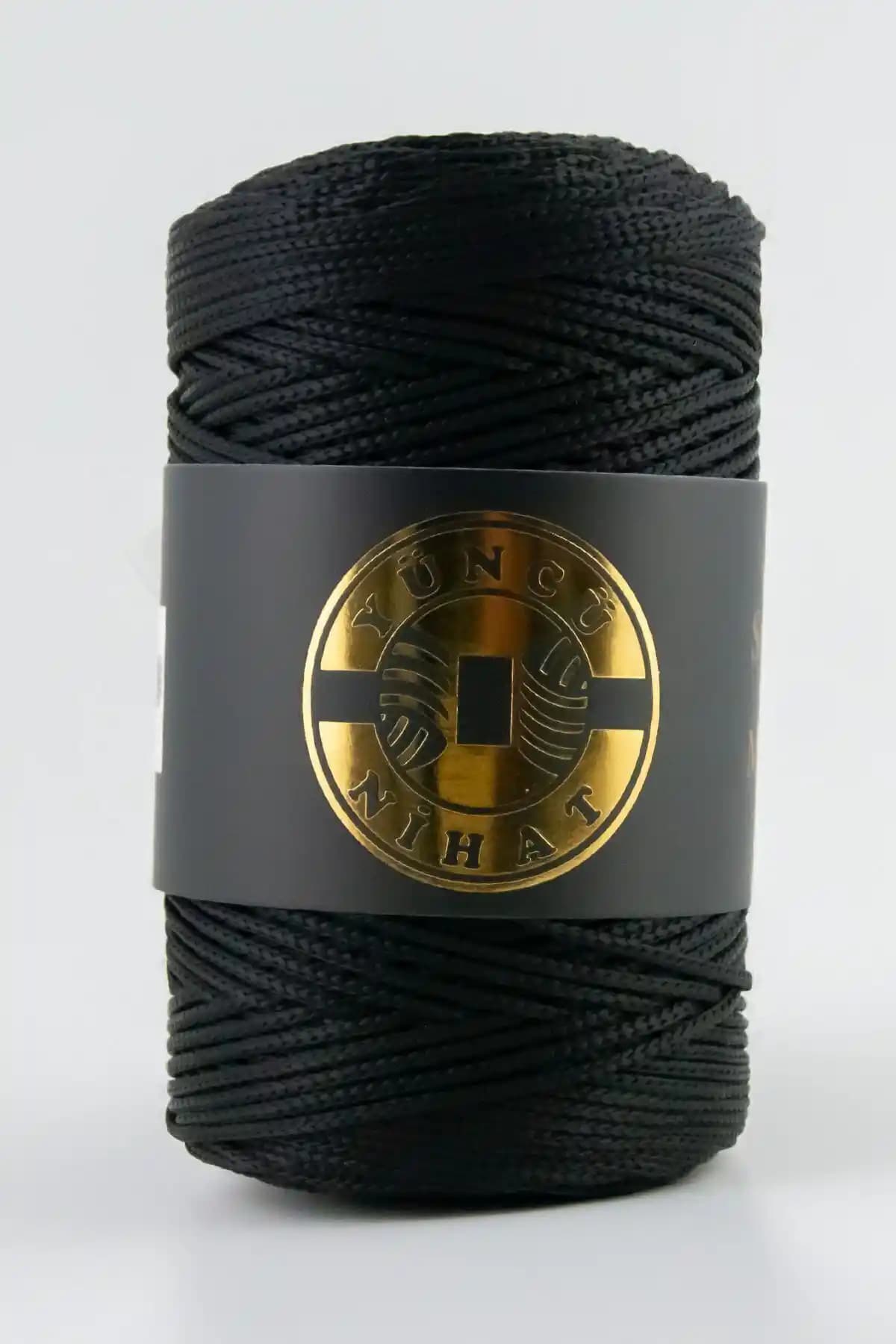 Yüncü Nihat Siyah Polyester Makrome İpi 200 gr 200 metre Kalınlık 2.5 mm Türkiye