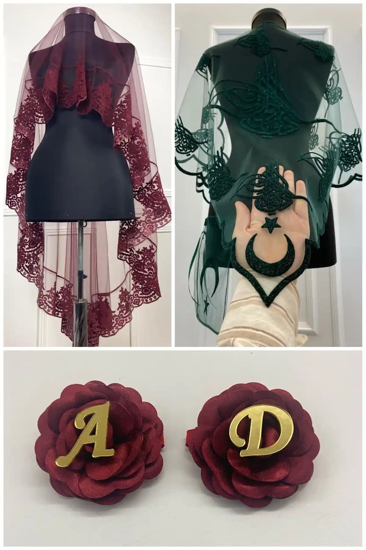 ZEYMERADE Bordo Kına Duvak ve Gelin Seti: Geleneksel ile Modern Tasarımın Şıklık Buluşması