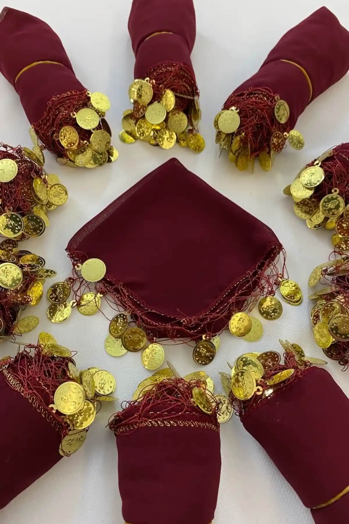 ZEYMERADE Bordo Şifon Gelin Damat Halay Mendili: Çok Yönlü Kullanım ve Şıklık Sağlayan Ürün