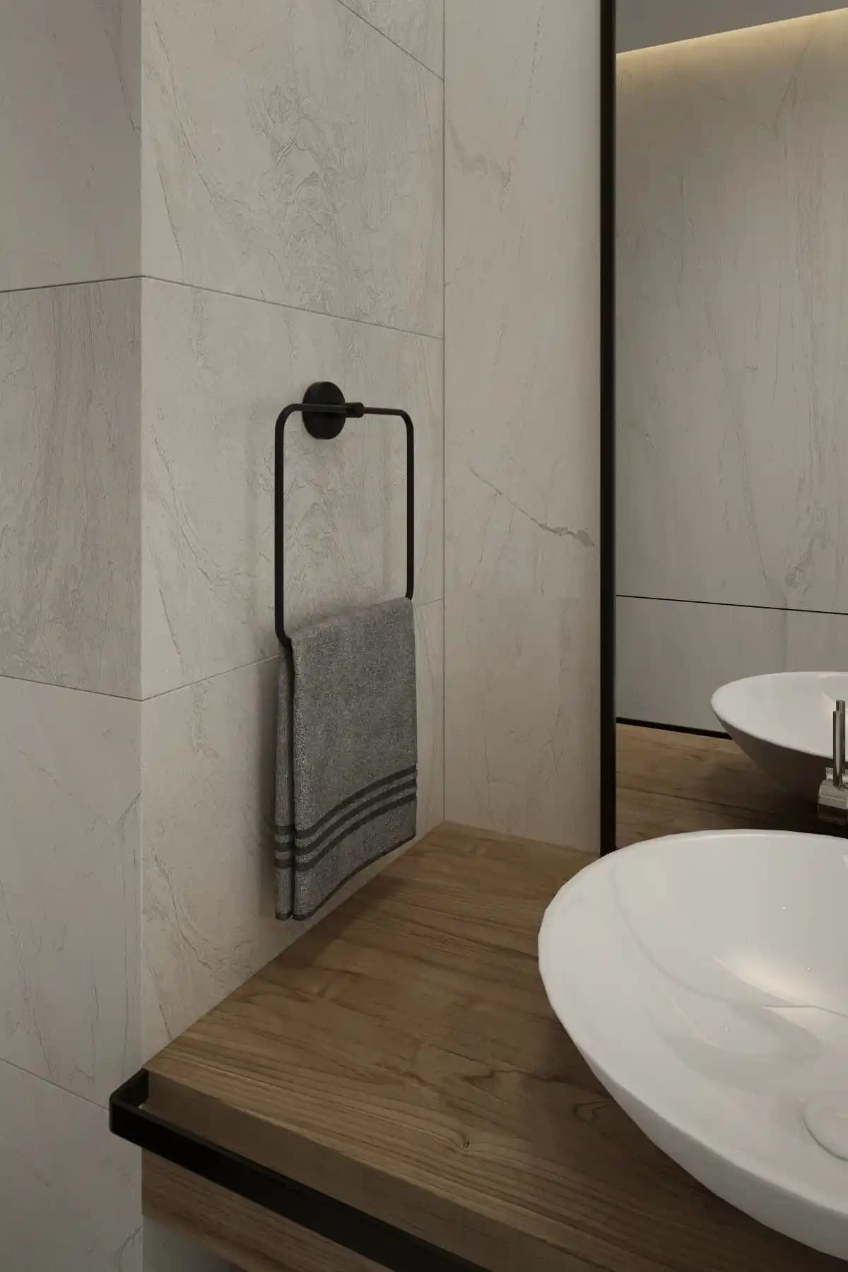 Alper Banyo Siyah Eko Kare Havluluk Modern ve Dayanıklı Tasarım Özellikleri