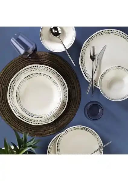 Aryıl<dı>z Ruby Blue 16 Parça Dört Kişilik Porselen Yemek Takımı Şık ve Dayanıklı Tasarım