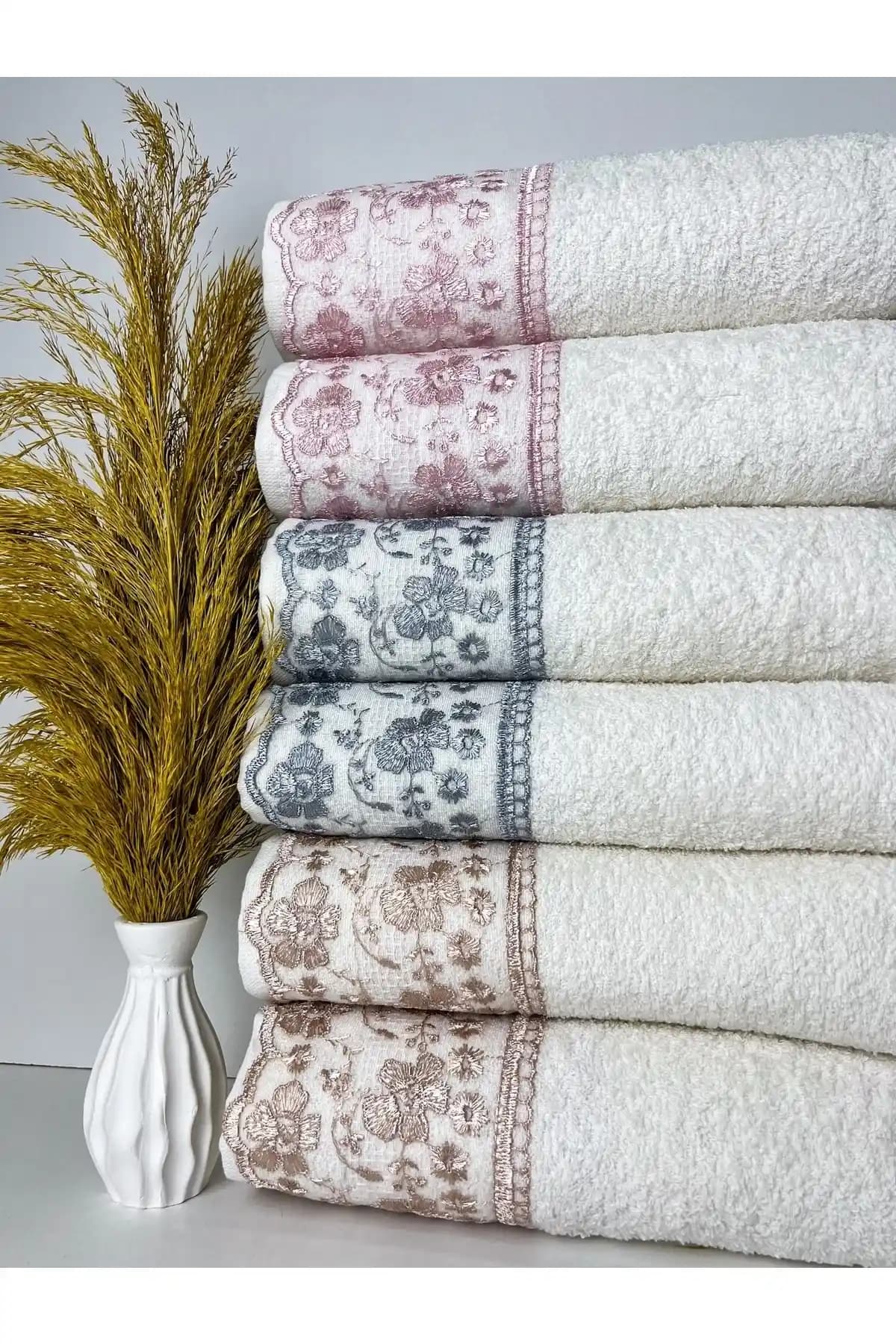 AYHANHOME 6'lı Güpürlü Çeyizlik El ve Yüz Havlusu Seti Estetik ve Dayanıklı Tasarım