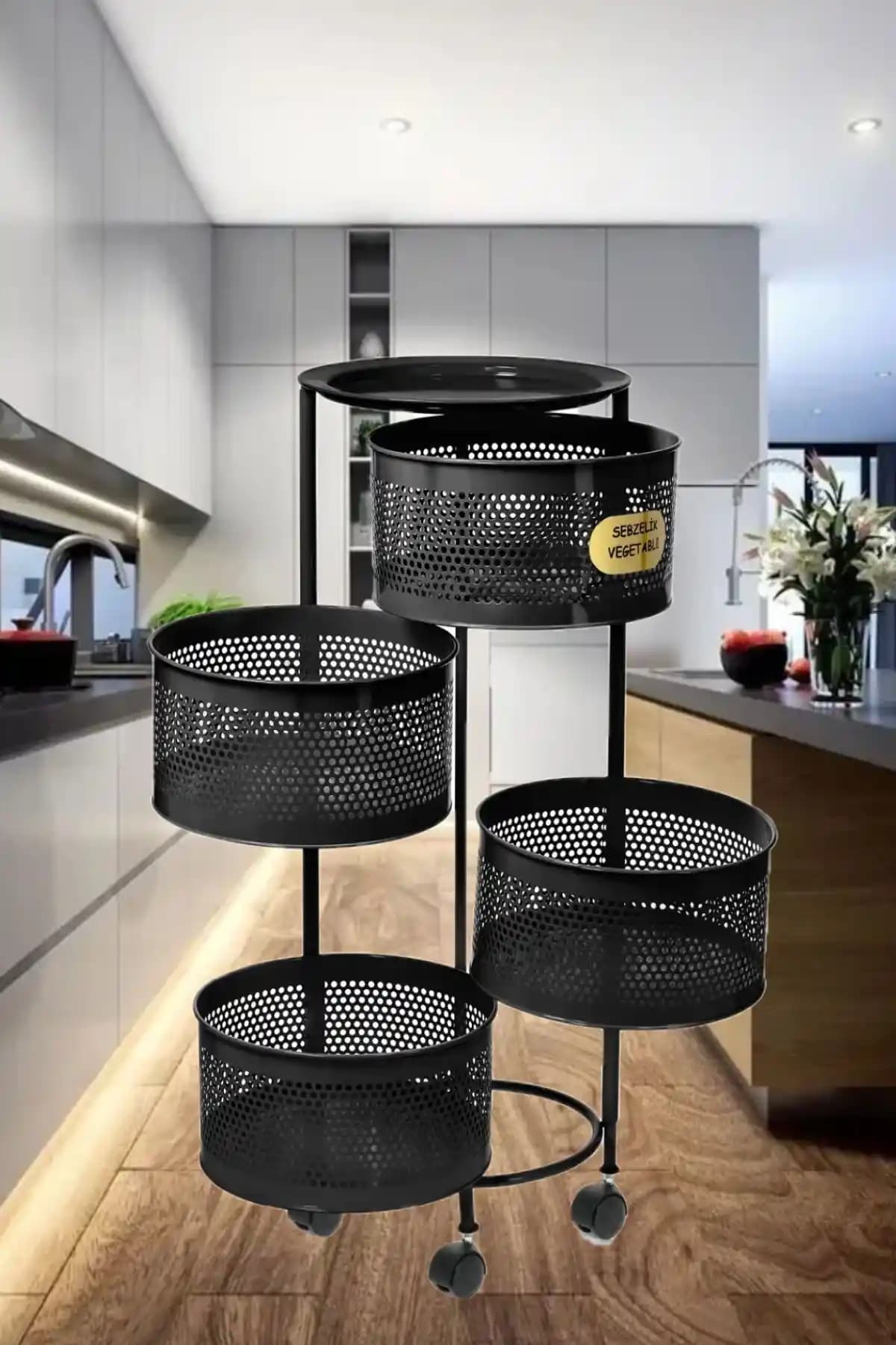 Bayev 4 Katlı Yana Açılır Siyah Tekerlekli Sebze ve Meyve Sepeti Özellikleri ve Kullanım Avantajları