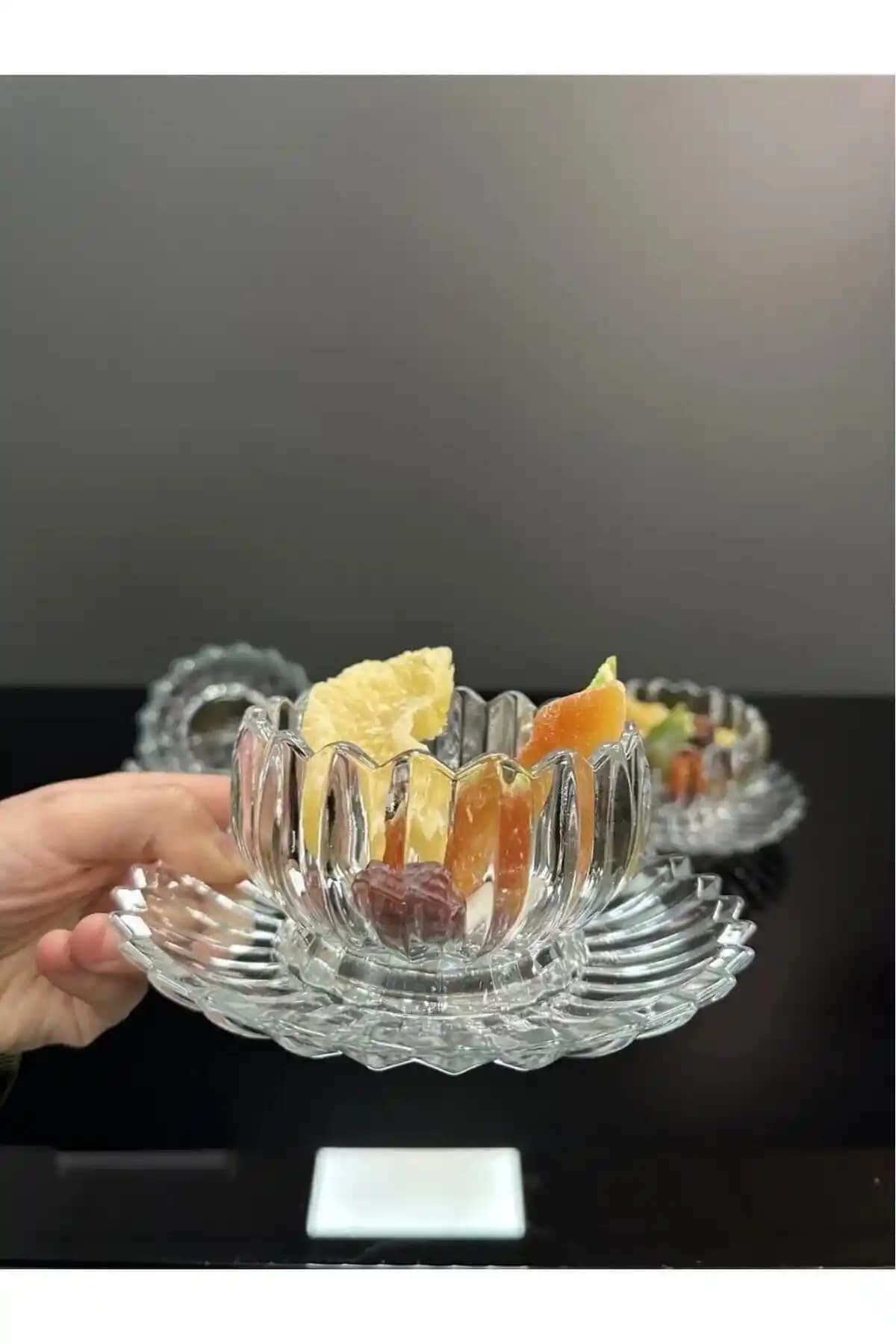 Behiła 6 Kişilik Kristal Cam Çerezlik ve Reçellik Seti Şıklık ve Fonksiyonellik Bir Arada