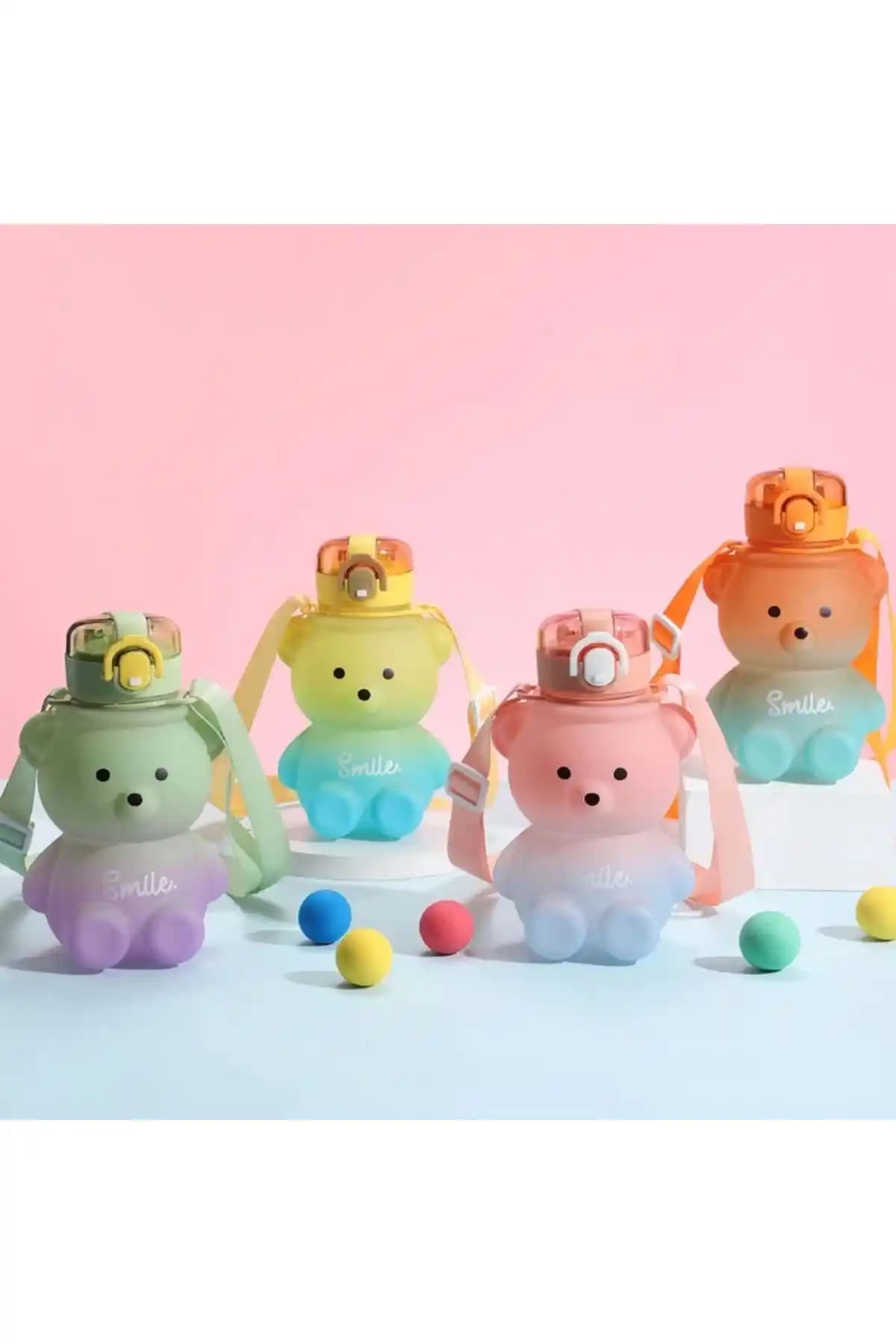 BEYZANA Smile Ayıcık Model Su Matarası Çocuklar İçin Sağlıklı ve Şirin Tasarım