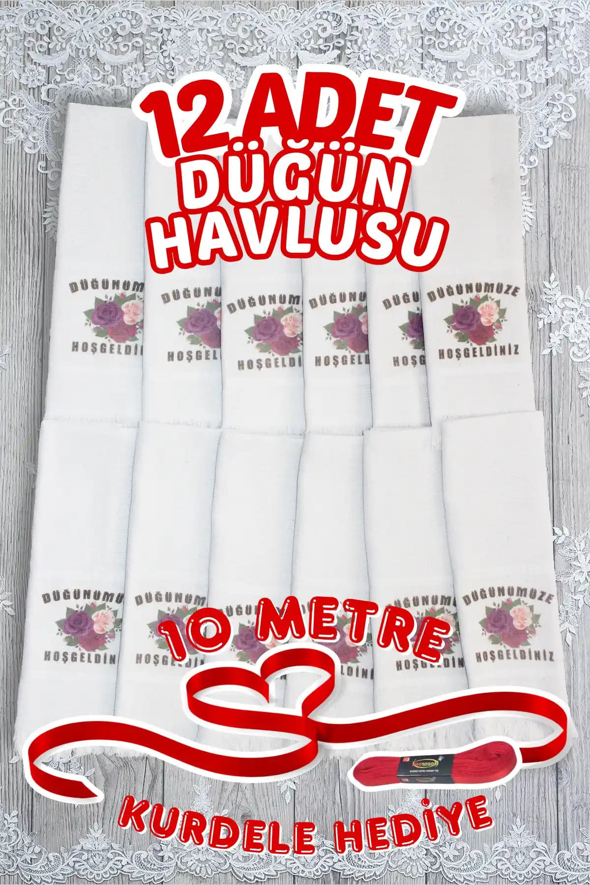 Comfort Home 12 Adet Saçaklı Düğün Havlusu: Şık ve Fonksiyonel Pamuklu Havlu Seti