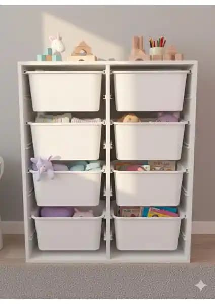 Decosense 8 Çekmeceli Çok Amaçlı Oyuncak Dolabı ve Saklama Ünitesi Detayları