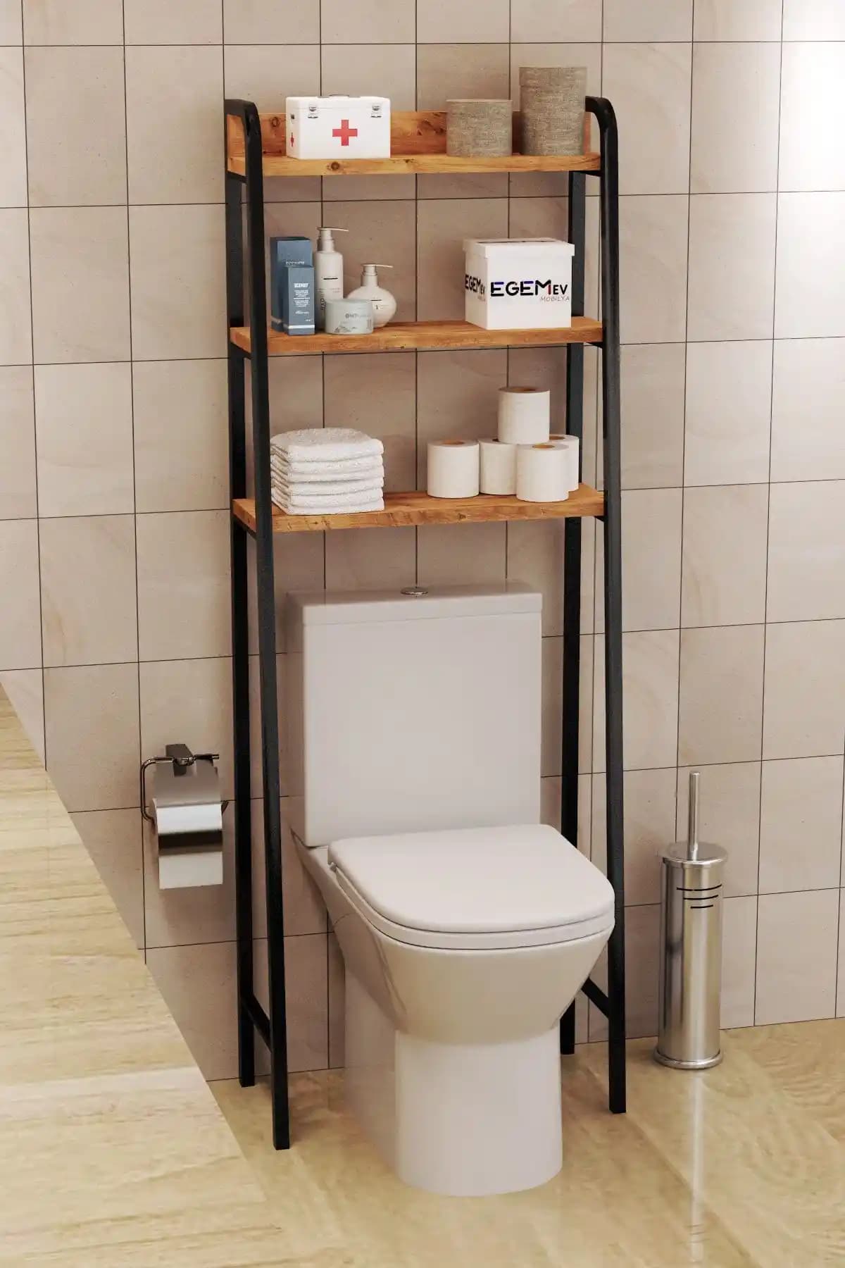 EGEMEV Wc Arkası Klozet Rafı Modern ve Fonksiyonel Banyo Depolama Çözümü
