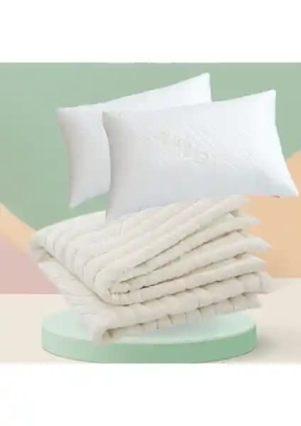 El Yapımı Çift Kişilik Yün Yorgan ve Yün Yastık Seti Doğal ve Sağlıklı Uyku Deneyimi İçin