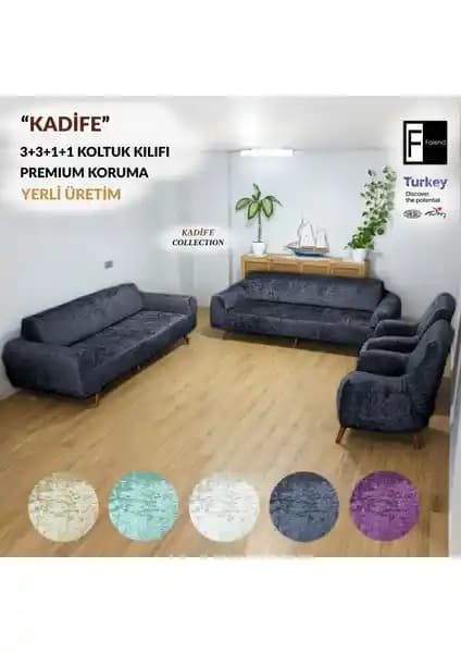 Faiend Kadife 3+3+1+1 Koltuk Örtüsü Takımı: Estetik ve Koruma Sunan Modern Tasarım