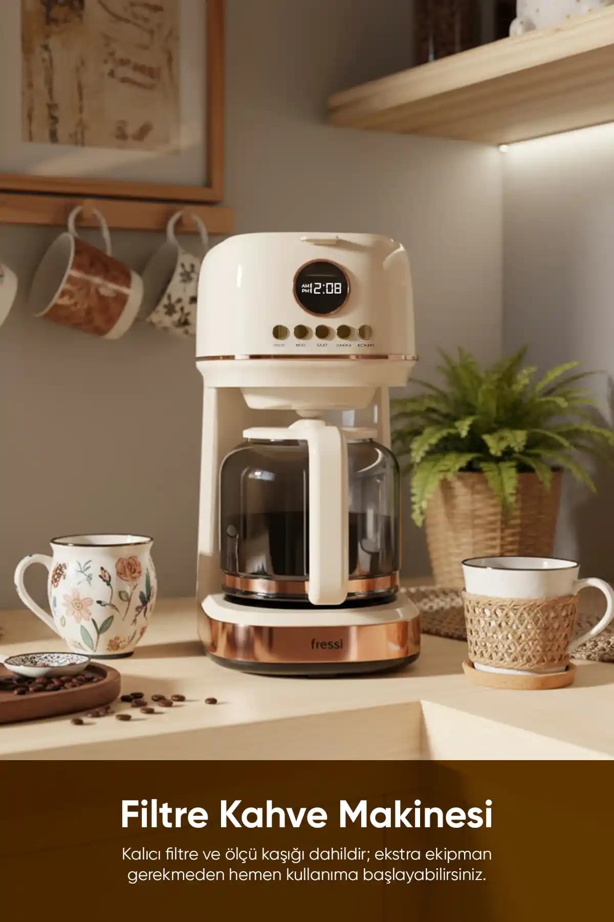 Fressi FR-FC09 Velluto Dijital Göstergeli Modern Filtre Kahve Makinesi 2 Yıl Garantiyle