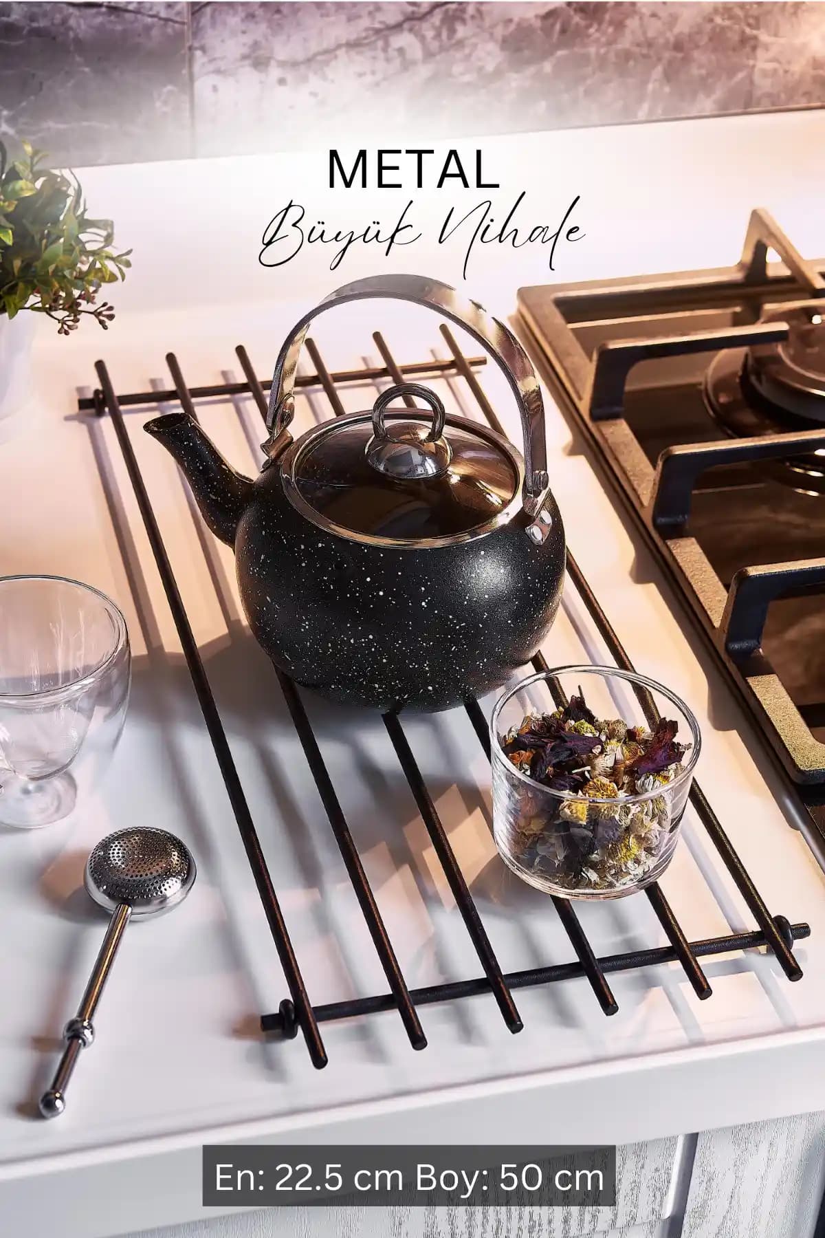 GRİMOR Life Paslanmaz Yanmaz Siyah Metal Büyük Nihale ile Mutfakta Şıklık ve Dayanıklılık