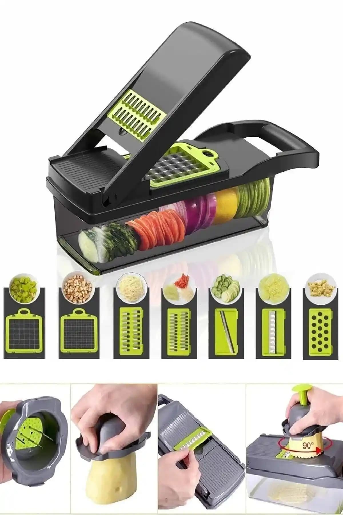 Hermoni 13 Parça Hazneli Sebze Doğrayıcı ve Kesici Seti: Çok Fonksiyonlu Mutfak Gereçleri