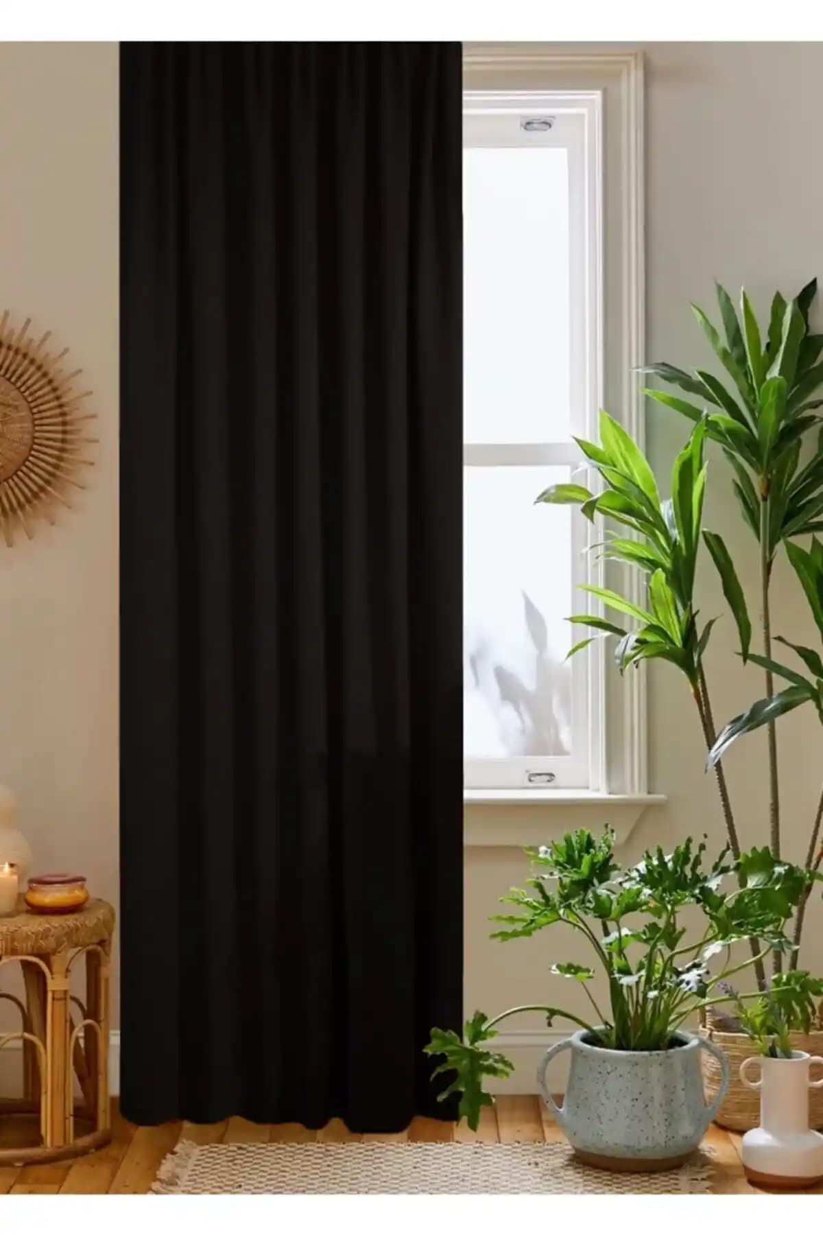 Home Color Home Siyah Petek Kadife Dokulu Fon Perde: Modern ve Şık Tasarım ile Işık Kontrolü