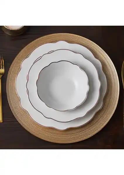 Karaca Daisy Rose Wave Shape 24 Parça Porselen Yemek Takımı 6 Kişilik Modern Tasarım