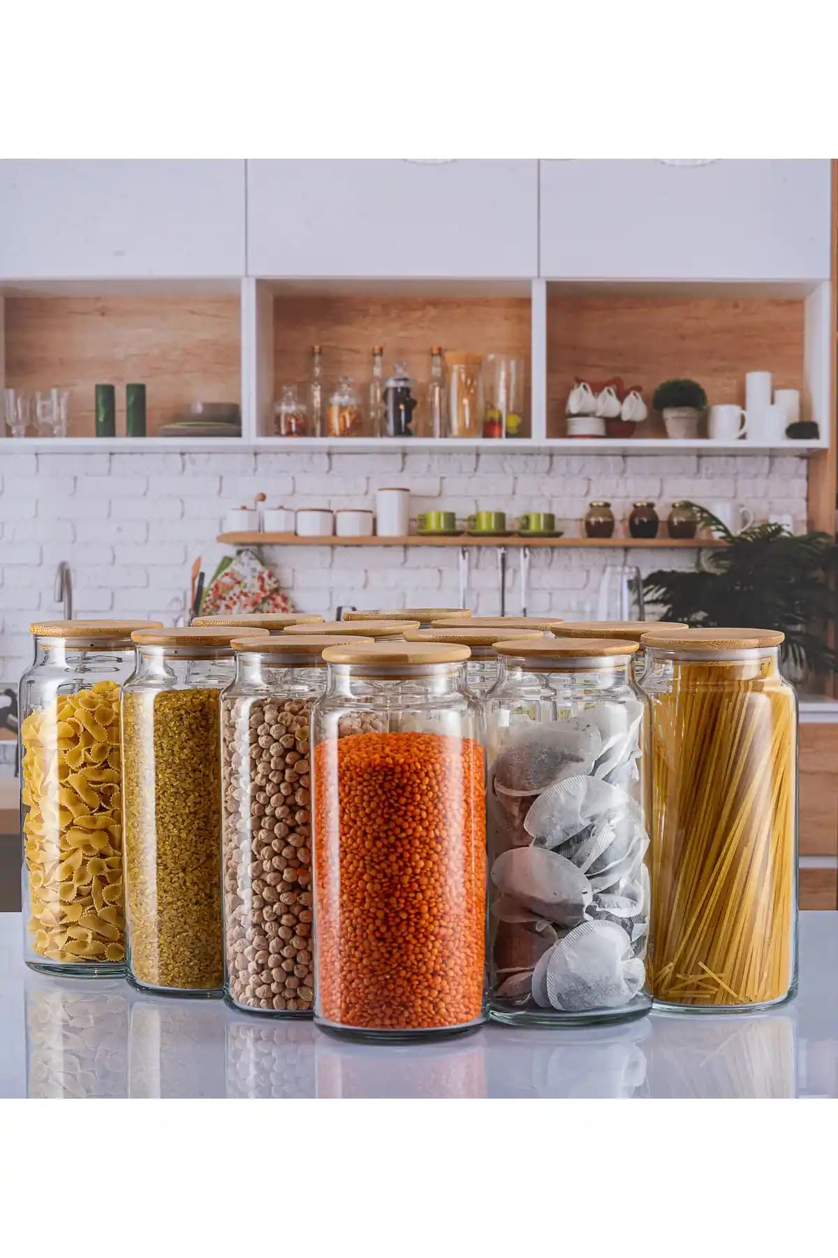 Karçiçeği Home 12'li Vakumlu Kapaklı Büyük Boy Cam Kavanoz Takımı