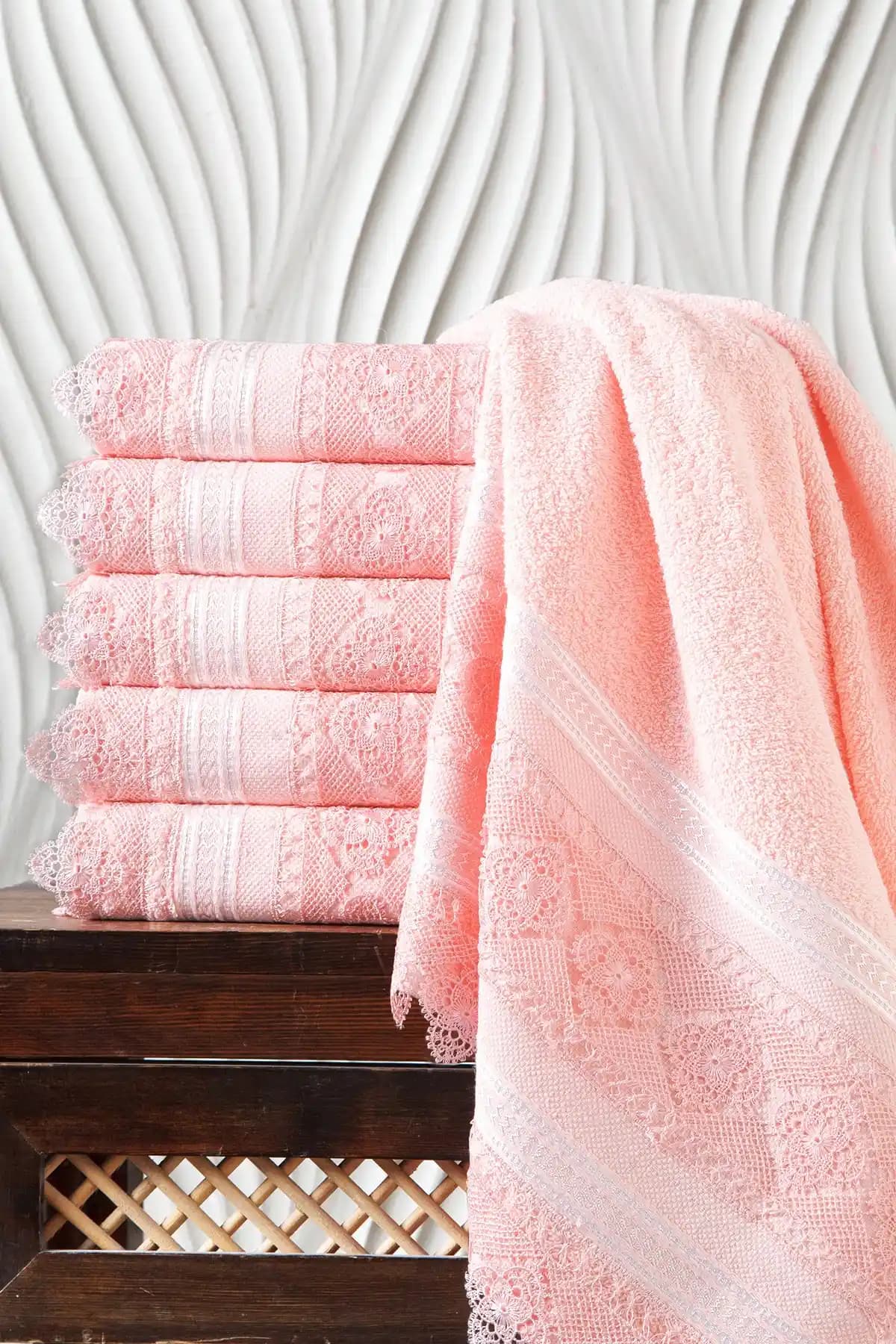 Kardelen %100 Pamuklu Güpürlü 6'lı Havlu Seti Konfor ve Şıklık Sunar