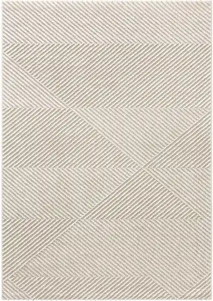 Koza Halı Retro Krem Geometrik Desenli Yüksek Kaliteli İç Mekan Halısı