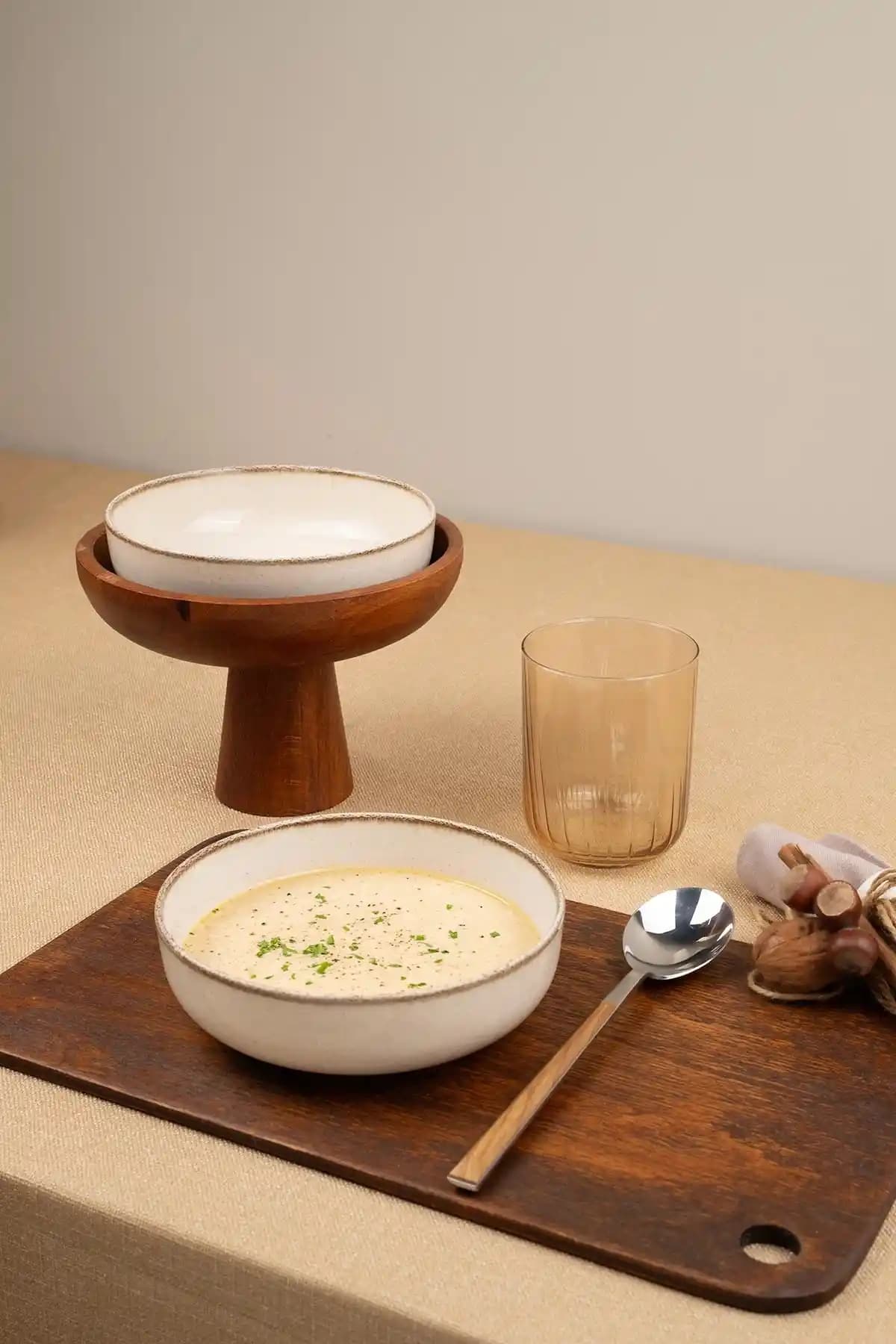 Kütahya Porselen Moderna 2 Parça 15 cm Tarçın Renkli Kase Şık ve Dayanıklı Mutfak Gereçleri