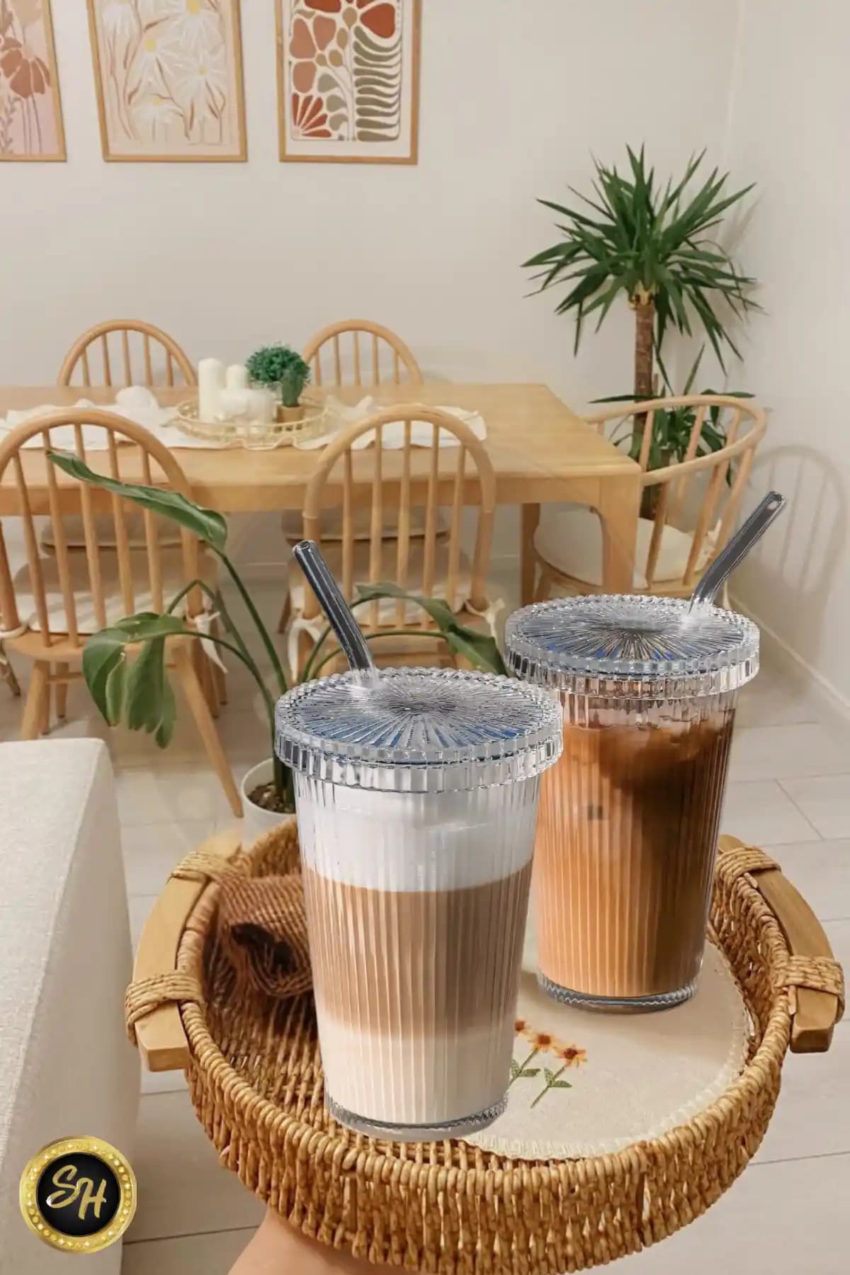 M Mimoza Park Mika 6'lı Set Modern Origami Stil Şeffaf Bardaklar 600 ml