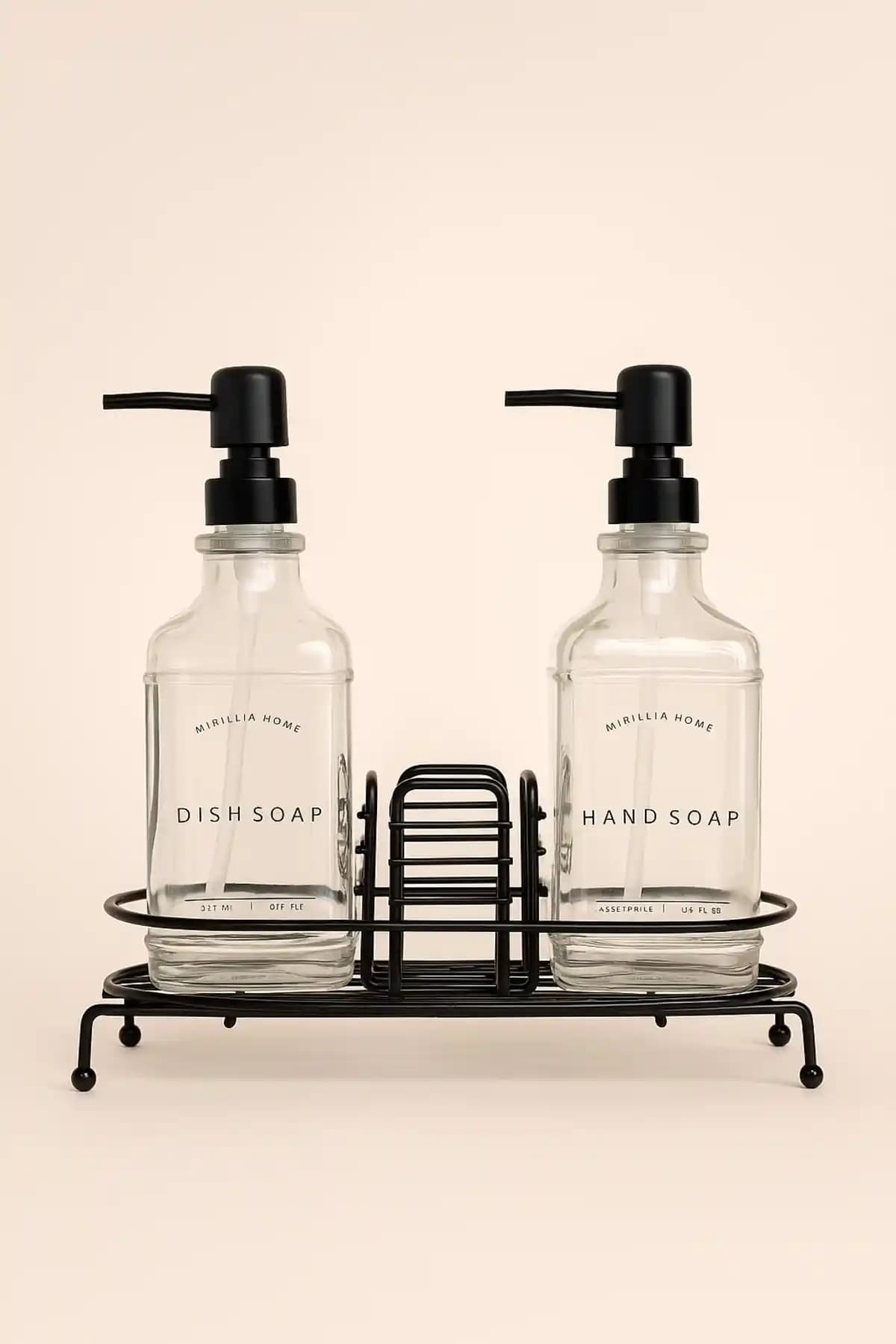 Mirilliahome Metal Standlı İkili Cam Sabunluk Seti Modern ve Şık Tasarım Çözümü