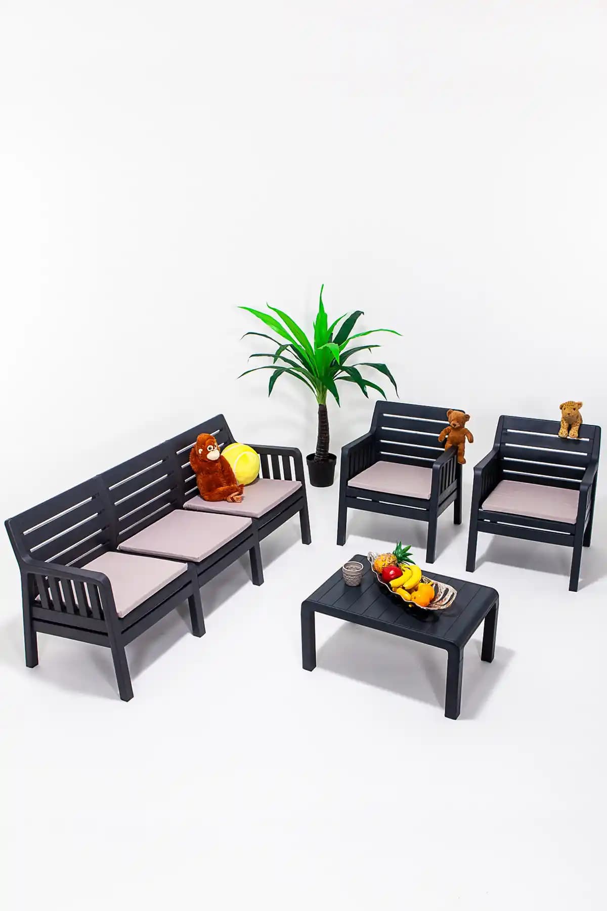 Modalife Lara Home Minderli 3+1 Bahçe Takımı Modern ve Dayanıklı Dış Mekan Oturma Grubu