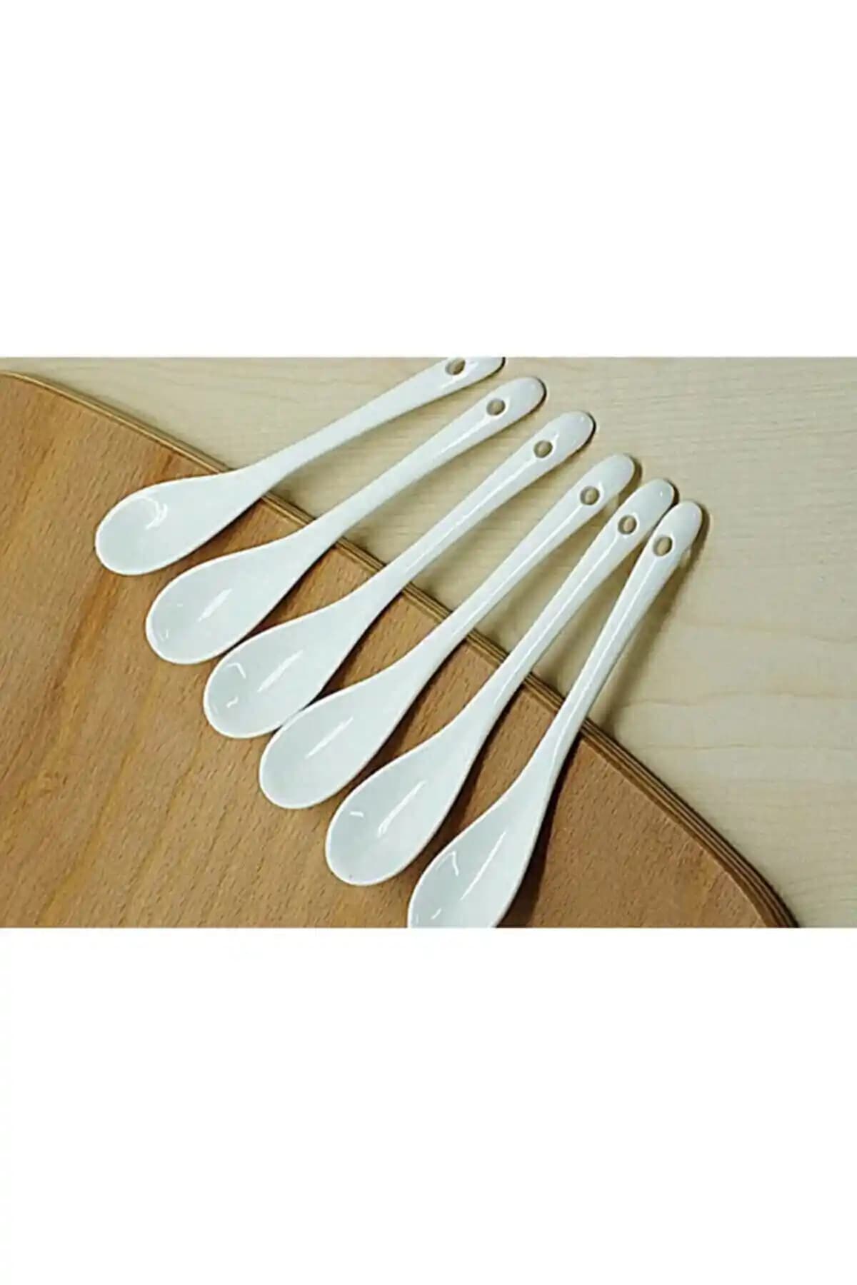 Modern Metal ve Porselen Kaplamalı 6'lı Mutfak Kaşık Seti Pratik ve Şık Tasarım