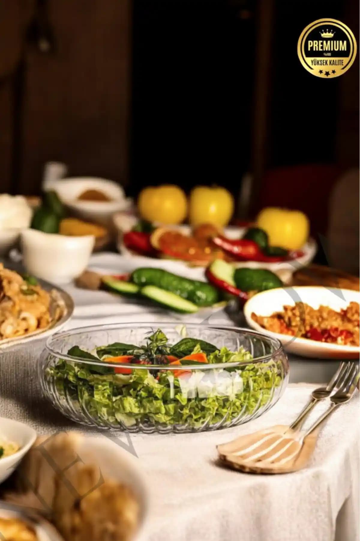 NEWNOW Kristal Kesme Cam Salata Kasesi Şıklık ve Fonksiyonelliğin Modern Buluşması