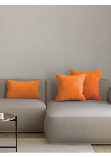 Pastel Kadife Dokulu Mandalina Turuncusu Kırlent Yastık Kılıfı - Şıklık ve Konforun Buluşması
