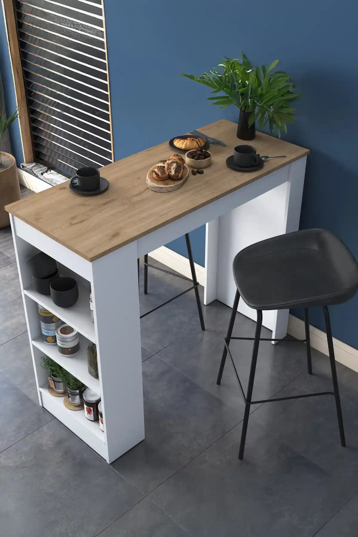 Rani Ja103 Beyaz Modern Bar Masası - Şıklık ve Fonksiyonellik Bir Arada