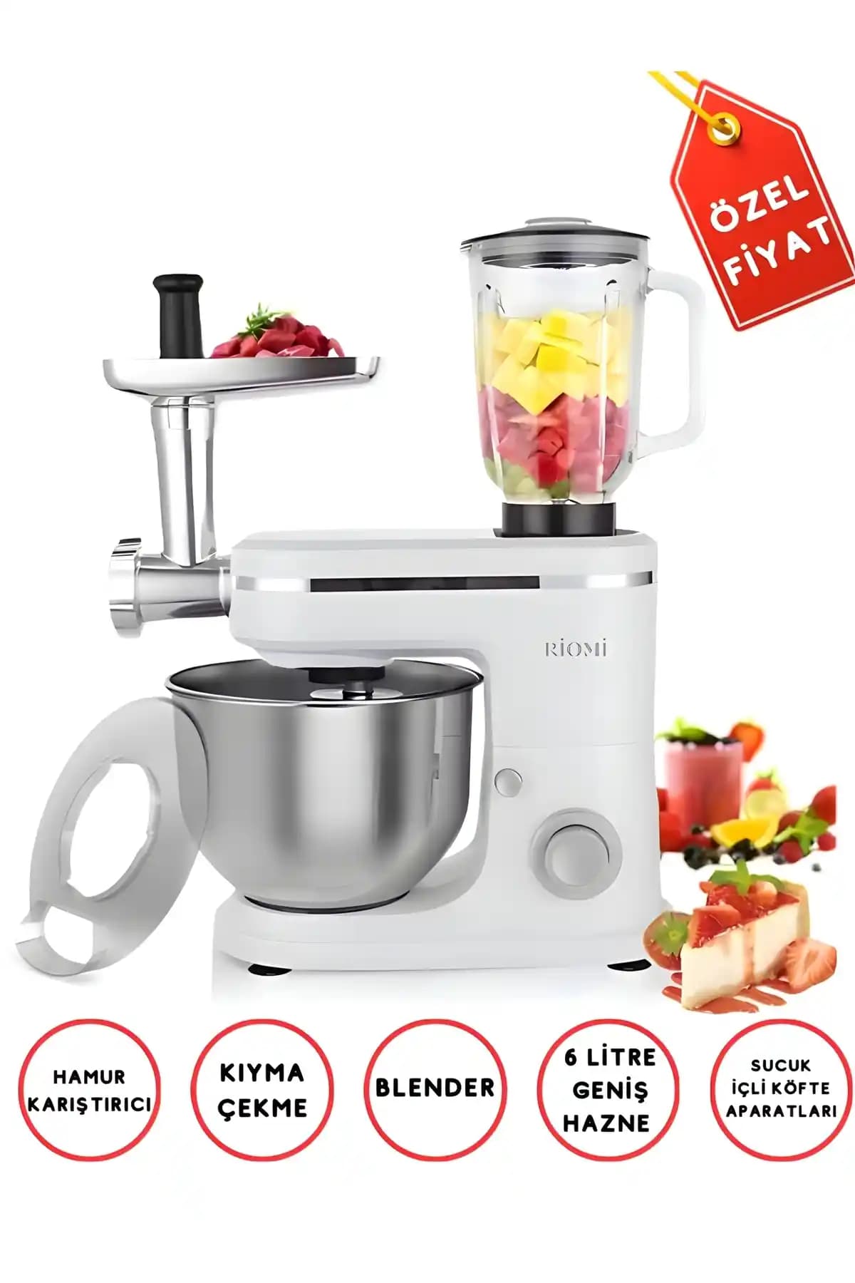 RİOMİ 3in1 6LT Kıyma Makinesi ve Mutfak Şefi: Çok Fonksiyonlu Dayanıklı Mutfak Aleti