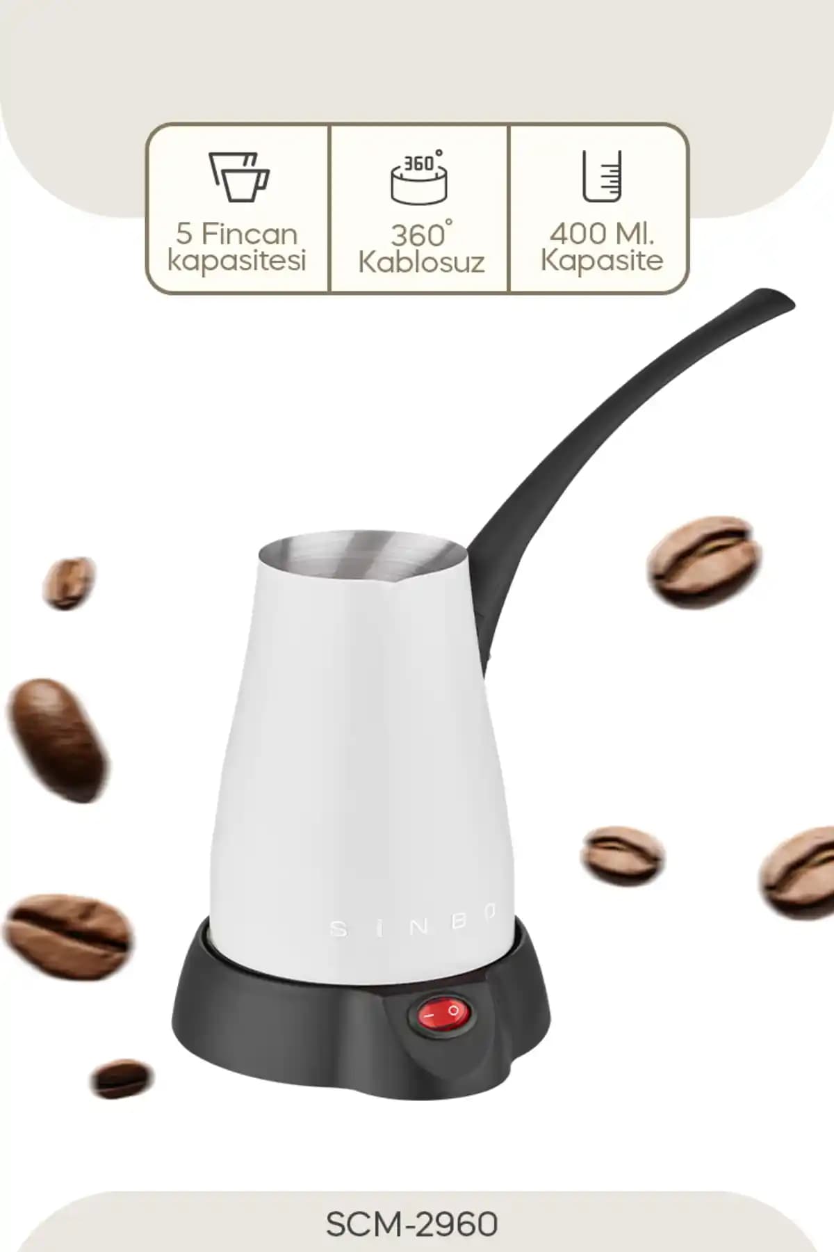 Sinbo SCM-2960 Perla Elektrikli Cezve: Modern Tasarım ve Yüksek Performanslı Kahve Hazırlama