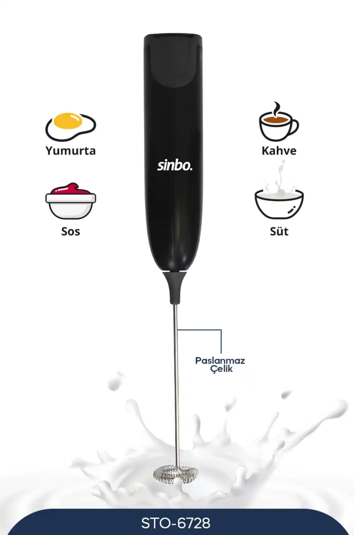 Sinbo Sto-6728 Pratik Süt ve Kahve Köpürtücü Günlük Kullanım İçin Uygun