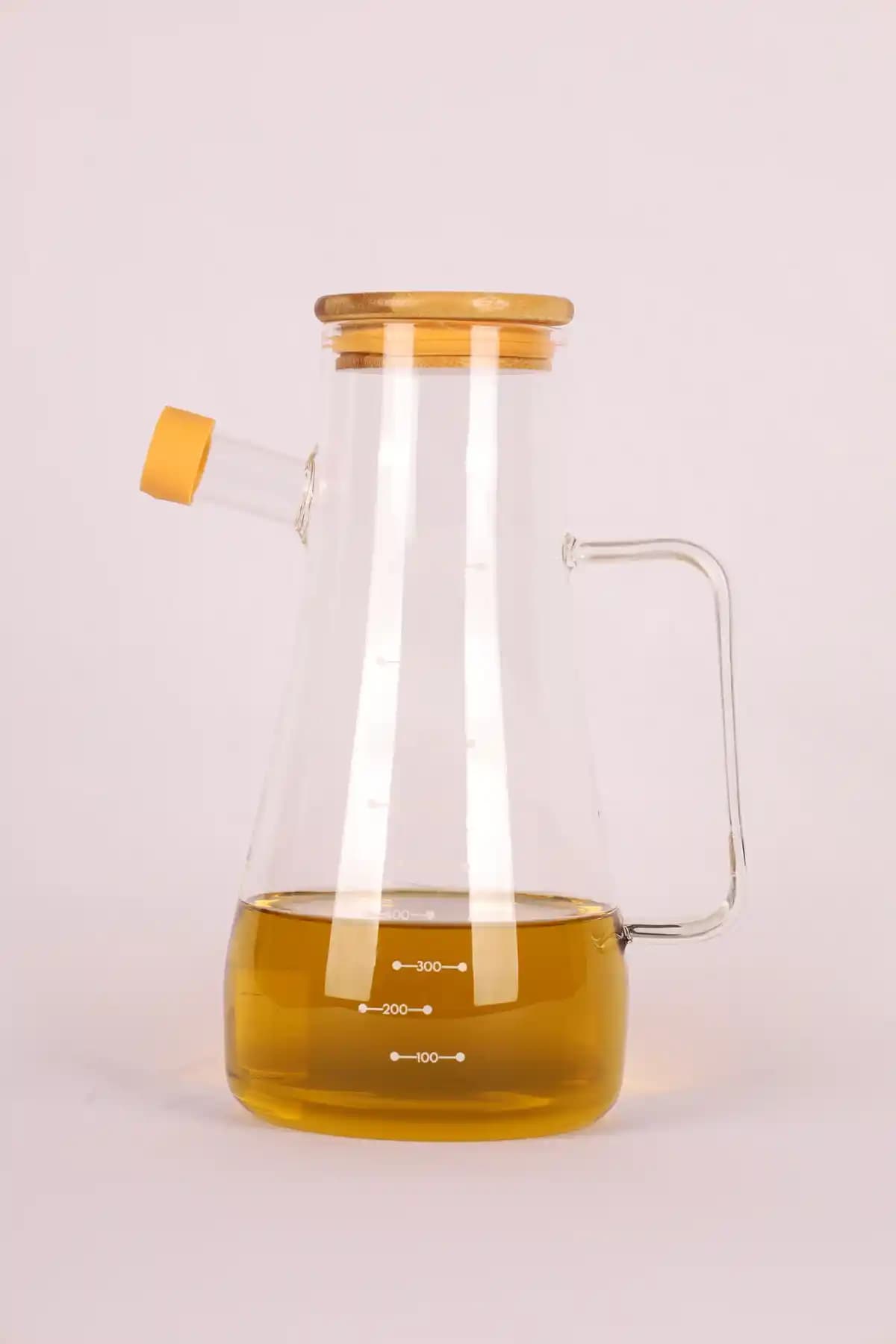 Tekbir Bambu Kapaklı 900ml Borosilikat Cam Yağlık ile Mutfaklarınızda Şıklık ve Fonksiyonellik
