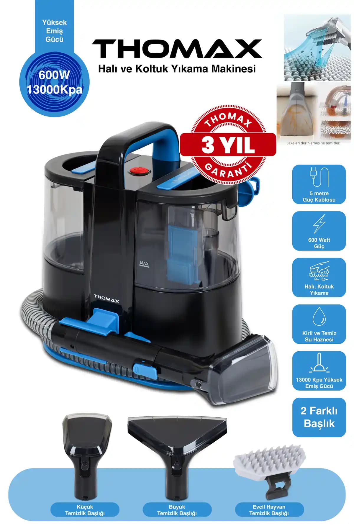 THOMAX Koltuk Halı Yıkama ve Leke Çıkartma Makinesi: Güçlü ve Çok Yönlü Temizlik Çözümü
