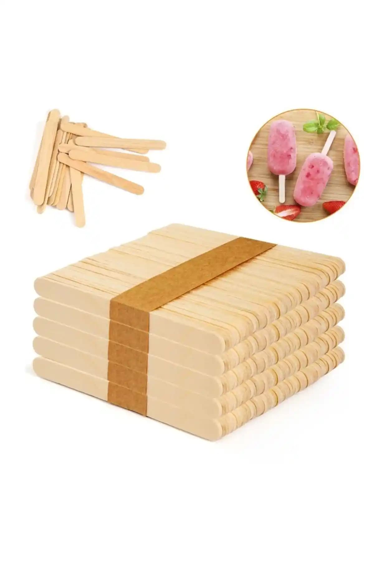 Vigentino Pratik 50'li Ahşap Dondurma Çubuğu Doğal ve Kullanışlı Mutfak Gereçleri