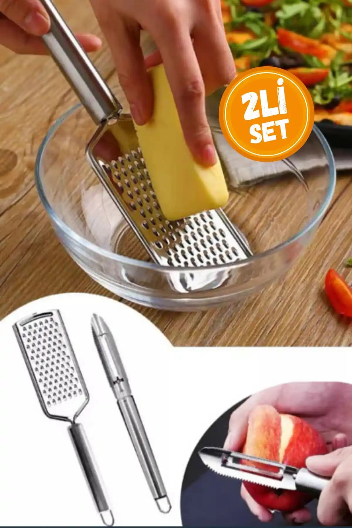 WAPPA 2'li Paslanmaz Çelik Rende ve Soyacak Seti ile Mutfakta Pratiklik ve Dayanıklılık