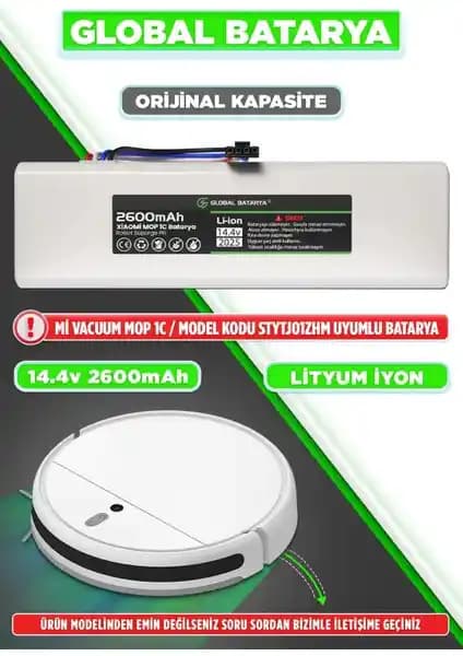 Xiaomi Mi Vacuum Mop 1c 2in1 Akıllı Robot Süpürge Bataryası Güç ve Güvenilirlik Sağlar