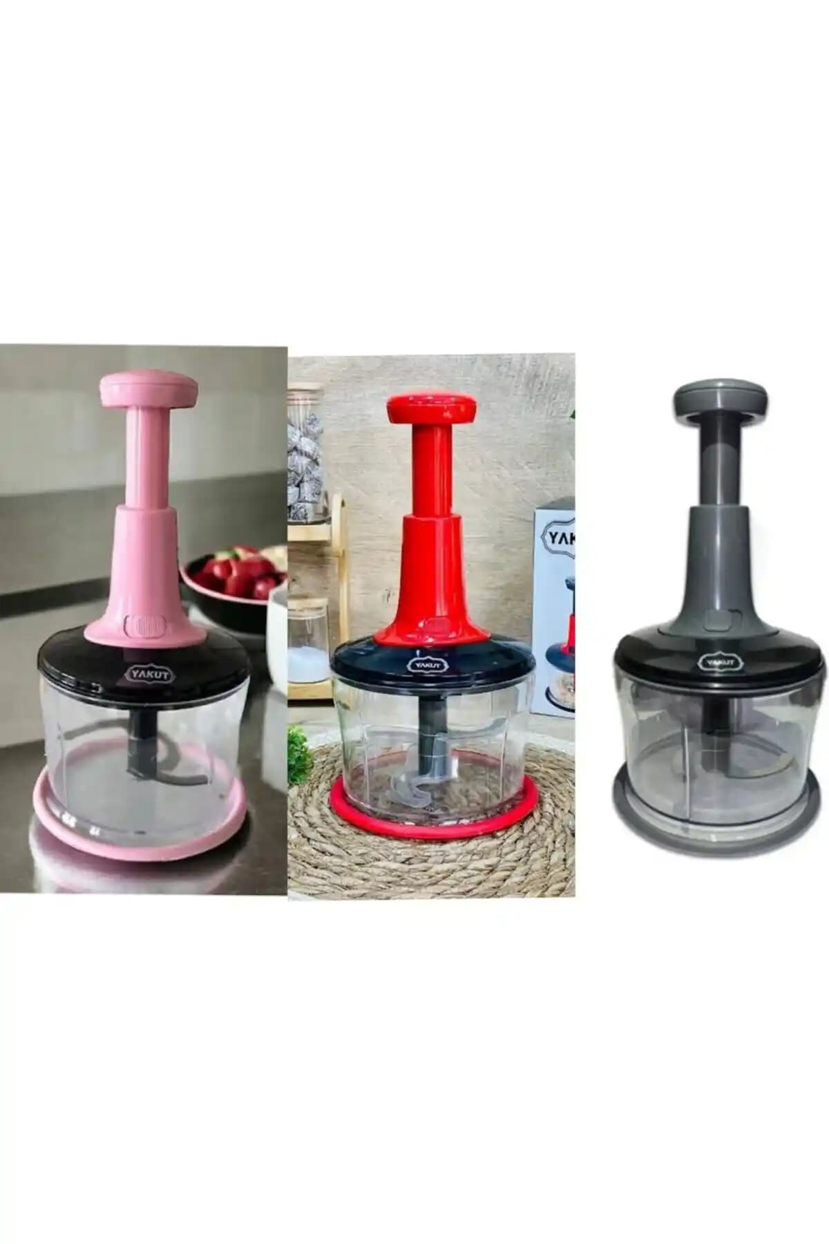 YAKUT Karışık Renk Çelik Bıçaklı Basmalı El Rondosu Mutfakta Pratik ve Dayanıklı Kullanım