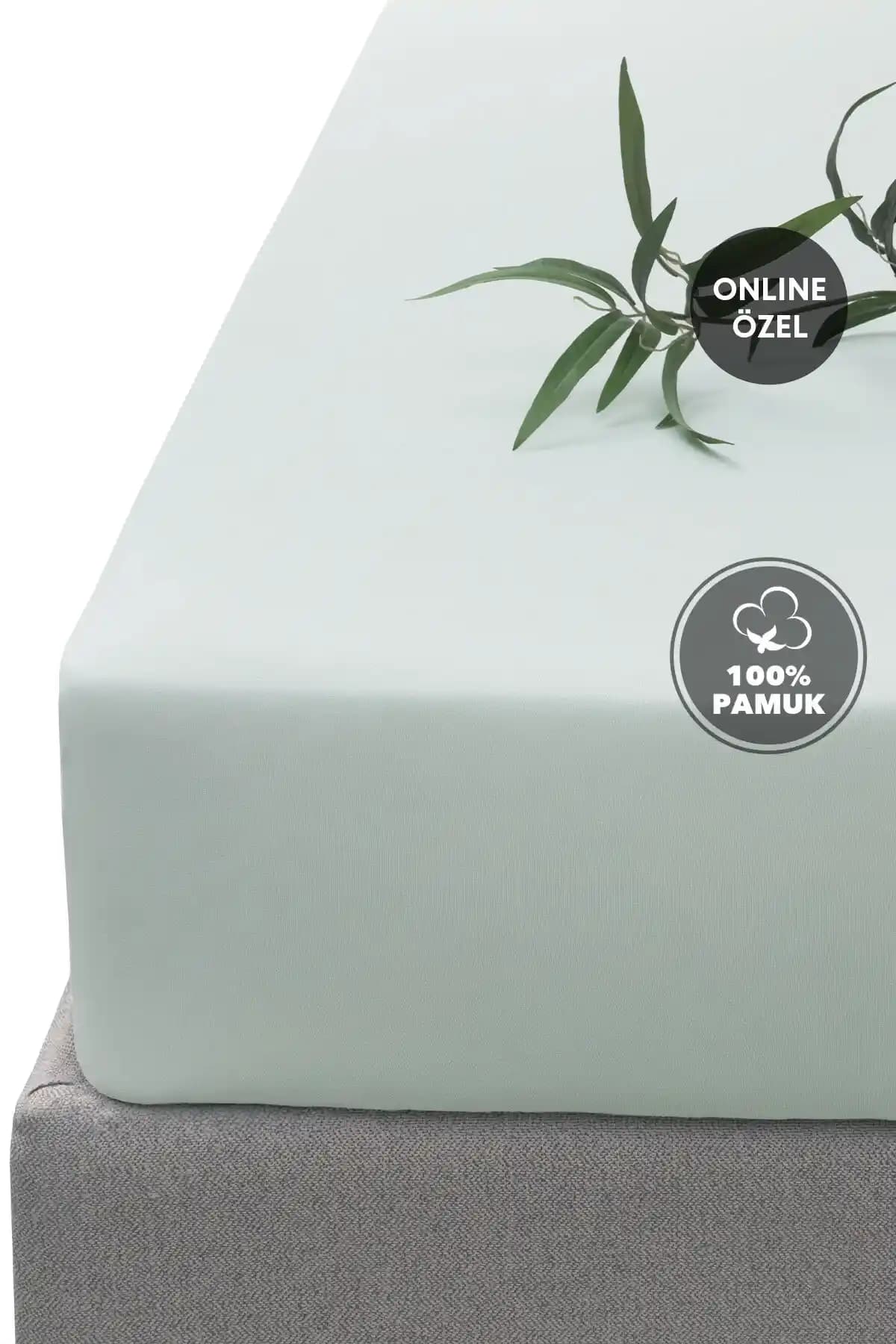 Yataş Softy Tek Kişilik %100 Pamuk Penye Çarşaf Yeşil Renk ve Lastikli Tasarım