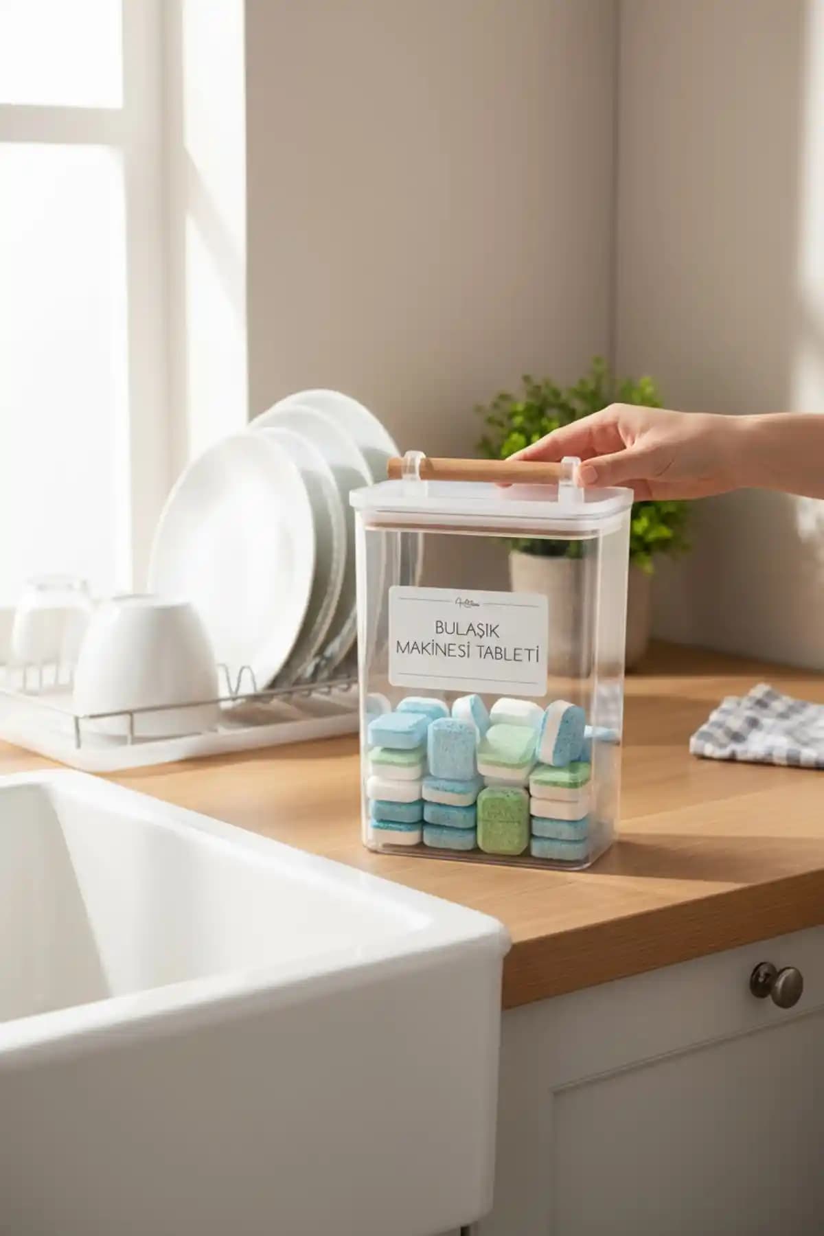 ZezeDesing Ahşap Kulplu Vakumlu Şeffaf Kavanoz ile Mutfak Düzeninizi Geliştirin