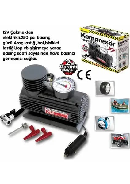 Automix 250 Psi Hava Kompresörü: Taşınabilir ve Güçlü Araba Lastik Şişirme Cihazı