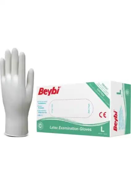 Beybi Latex Pudralı Muayene Eldivenleri 100'lü Paket Sağlık ve Hijyen İçin Güvenilir Tercih
