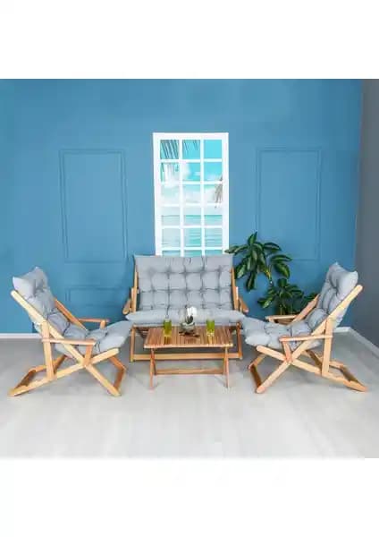 Bysay Ahşap Katlanabilir Puf Minderli Kollu Şezlong ile Konfor ve Şıklık Bir Arada