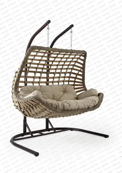Capri Swing Cunda Çiftli Rattan Bahçe Salıncağı: Dayanıklı ve Estetik Bahçe Dekorasyonu Çözümü