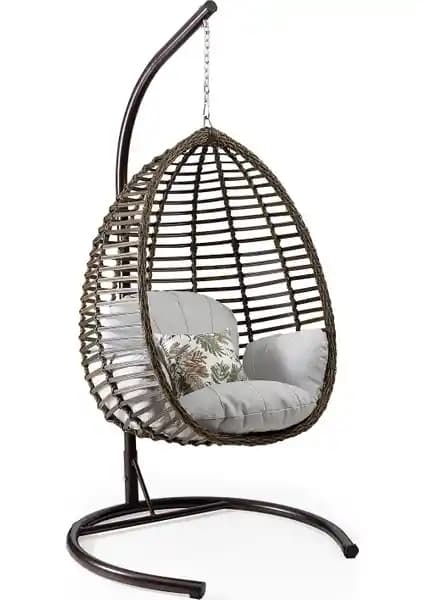 Capri Swing Gümbet Tekli Rattan Bahçe ve Balkon Salıncağı Modern Tasarım ve Dayanıklılık