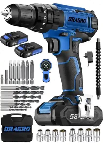 Dragro Alman 58V 5 Ah Darbeli Çift Akülü Vidalama Matkap: Güçlü ve Dayanıklı Performans