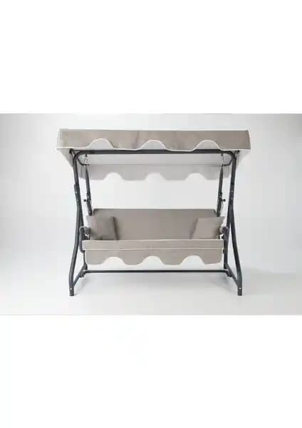 Erinöz Olea Bahçe ve Balkon İçin 3 Kişilik Dayanıklı Salıncağı Kırçıllı Gri Tasarım